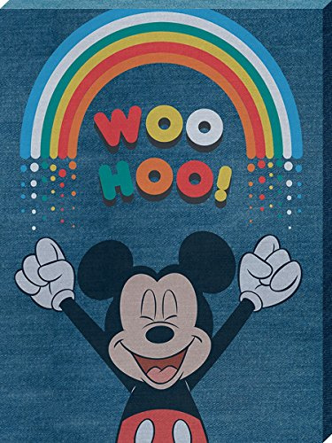 Mickey Mouse Woo Hoo Denim Canvas Print, Multi-Colour, 60 x 80 x 3.2 cm