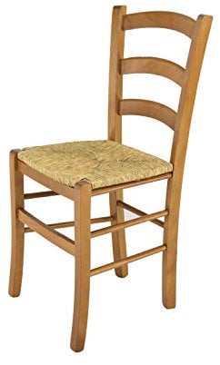 t m c s Tommychairs - Silla Venice para Cocina y Comedor, Estructura en Madera de Haya Color Roble y Asiento en Paja