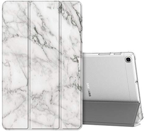 Fintie Hülle für Samsung Galaxy Tab A 10,1 SM-T510/T515 2019 - Ultradünn Schutzhülle mit transparenter Rückseite Abdeckung Cover für Samsung Galaxy Tab A 10.1 Zoll 2019 Tablet, Marmor Weiß