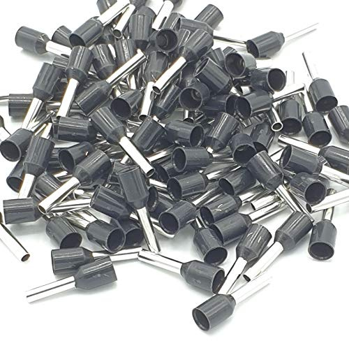 100pcs 1.5mm Insulated Black Single Cord End Terminal Crimp Bootlace Ferrules