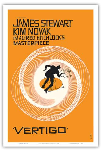 Pacifica Island Art - Alfred Hitchcock: Vertigo – Aus dem Reich der Toten - mit James Stewart und Kim Novak - Retro Film Plakat von Saul Bass c.1958 - Kunstdruck 31 x 46 cm