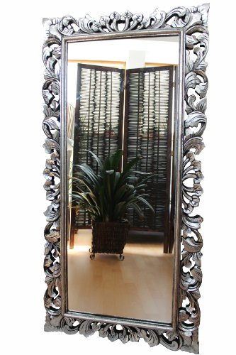 Naturesco Edler Wandspiegel Barockspiegel Spiegel Barock Rokoko Holzrahmen handgefertigt Silber antik erhtl. Größen 120cm x 60cm, 150cm x 80cm, 170cm x 90cm LengthRange 170cm x 90cm
