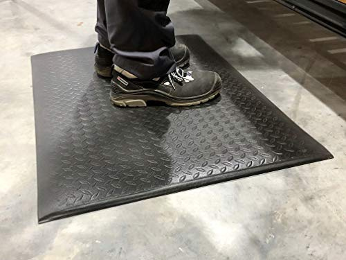 SOFT STEP Ergo | Anti-Ermüdungsmatte | PROFI Komfort Arbeitsplatzmatte Rautenmuster | 100% Vinylschaum | 13mm hoch (90cm x 180cm, schwarz)