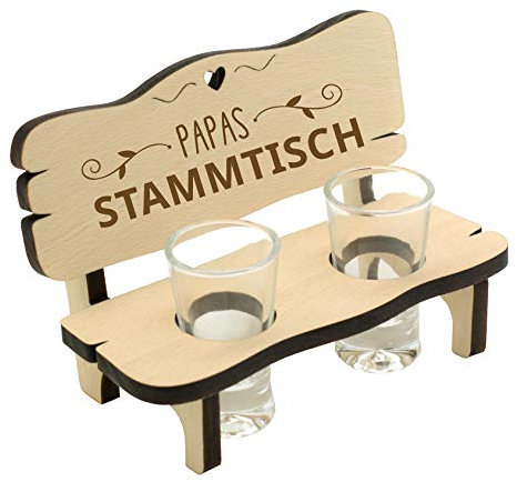 Spruchreif · Schnapsbank mit Gravur und 2 Gläsern für Papa · Schnapslatte · Geschenke für Papa · Vatertagsgeschenk · Stammtisch