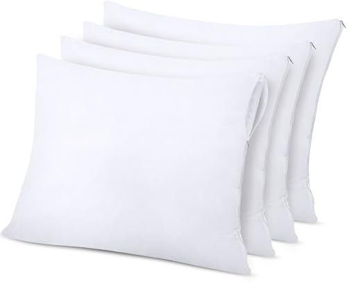 Utopia Bedding Housse Coussin 60 x 60 cm - Lot De 4 - Imperméables avec Fermeture Eclair - Housse de Coussin Anti Punaises De Lit