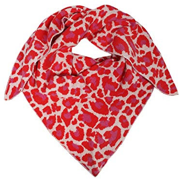 Zwillingsherz Dreieckstuch mit Kaschmir- Hochwertiger Schal im dezenten Leo Design für Damen Jungen und Mädchen - Hals-Tuch und Damenschal - Strick-Waren für Sommer und Winter rot