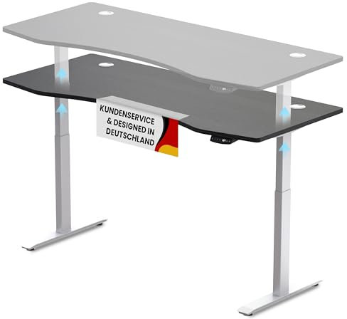 Duke-Handel® Elektrisch Höhenverstellbarer Schreibtisch [ERGONOMISCHER STEHTISCH] - inkl. Memory Funktion und Anti-Kollision Technologie - Tischplatte 180x80cm