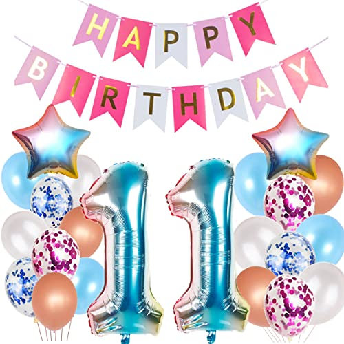 Luftballons 11. Geburtstag Dekoration für Mädchen - Rosa Ballons und Geburtstagsdeko für 11 Jahre