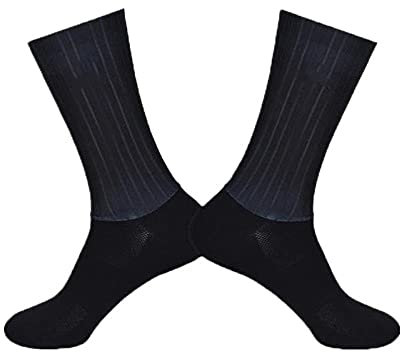 HHSW Calzini Da Uomo Lunghi Anti-Slip Silicone Summer Aero Bianco Linea Ciclismo Sport Sport Calzini Da Corsa-Nero_Taglia (35-46)