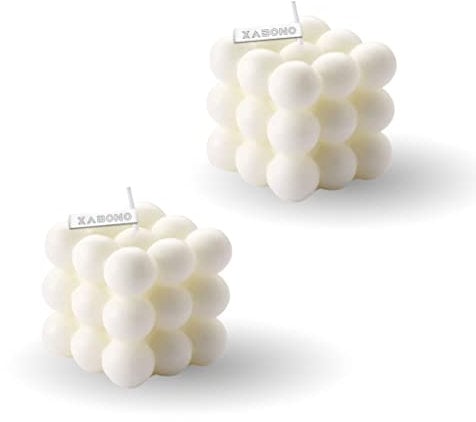 2 Pcs Bubble Candle Bubble Candles Color White Home Decoration Bright Candle Trendy Candles Handmade Cube Candle for Bedroom Bathroom Decorations Aesthetic Abstract Decor Set