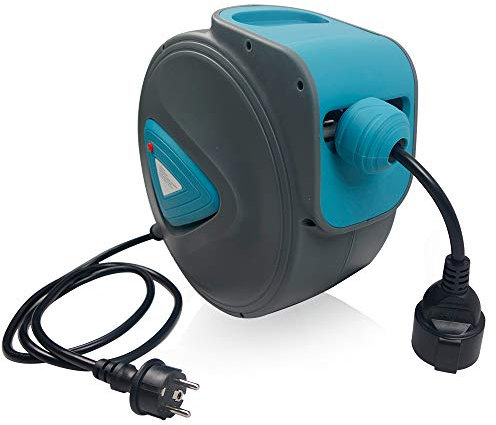 XMTECH Avvolgicavo automatico, 20 m, con cavo elettrico, girevole a 180°