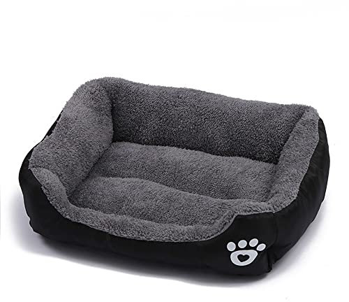 OUYUNKKA Hundebett Hundekissen (S, 43 x 32 cm) Viereckig Schwarz Hundesofa für Mittelgroße und Kleine Hunde und Katzen, Flauschig Weich Katzenbett Katzenkissen Hundebett für Französische Bulldogge
