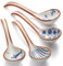 Lot de 4 cuillères à soupe asiatiques en céramique - Cuillères coréennes en porcelaine japonaise pour ramen, nouilles Pho Miso, Dumpling (Style 1)