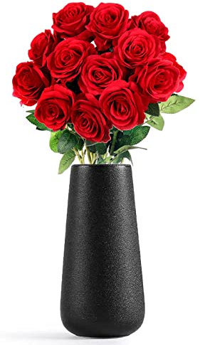 Vaso da fiori in ceramica nera per erba di pampa,Vaso in Stile Nordico Opaco,Vasi Moderni Elegante,Semplice,per Soggiorno Tavolo Casa Ufficio Decorazione giardino matrimonio ristorante(28×11.5cm)