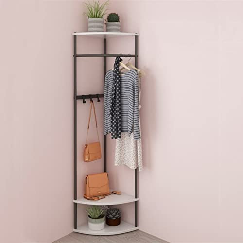 KUYT Mantelständer Eckhalle Tree Corner Garderobe Bodenhaftes Haushalt Kleiner Wohnungsmantel Rack Hängende Kleidung Kleiderschrank Aufbewahrungsraum Sparsam, Schwarz, 160 X 40 X 40 cm/Schwarz/160*40*
