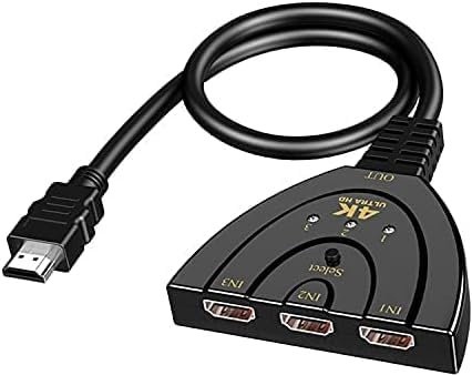 Switch HDMI 4K@30Hz,SZJUNXIAO 3 Entrées 1 Sortie Multiprise Commutateur HDMI Switch UHD/3D/1080P@60Hz Splitter Adaptateur HDMI Ultra Performant Supporte Xbox/PS3/PS4/Roku/Fire TV/Blue-Ray/DVD Player