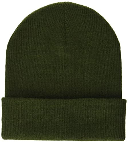 Amazon Essentials Unisex Erwachsene Rippstrickmütze mit Bündchen, Dunkles Olivgrün, Einheitsgröße