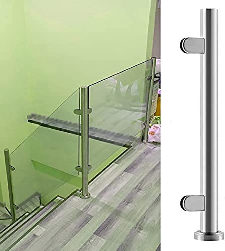 Pealihuy Innentreppen, Runde Glasscheiben, Pfosten/Glasgeländersysteme, Gewerbliche Rostfreie Plattformsäule Aus Edelstahl Im Freien Mit Glasklemmen, Für Das Heimbüro,Beitrag Beenden,70 Cm/27,6 Zoll