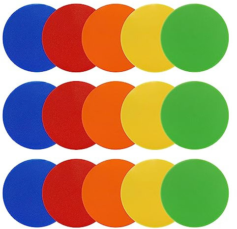 PATIKIL 15Stk 9 Spot Markierungen Agilität Punkte Boden Flach Spot Markierungen PVC rutschfest Sport Punkte Flachfeld Kegel für Fußball Geschwindigkeit Agilität Training