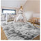 Bibykivn Shaggy Modern Teppich, Teppichunterlage Antirutschmatte, Als Faux Bett-Vorleger oder Matte, Langflor Teppiche für Wohnzimmer Schlafzimmer, Esszimmer oder Kinderzimmer (Hellgrau, 120x200 cm)