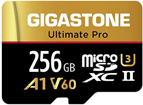 [5-Yrs Free Data Recovery] GIGASTONE 256GB Micro SD Card, Ultimate Pro, MicroSDXC Memory Card for Camera, R/W up to 280/180 MB/s, UHS-II U3 A1 V60 C10, with Adapter