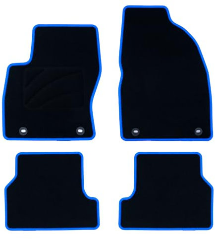 OCC DESIGN - Custom Fußmatten, kompatibel mit Ford Focus II (2004-2011), hochwertiger Teppich, Velours/Polypropylen, Original Anker, rutschfester Rücken, Fersenkappe, blaue Zierleiste