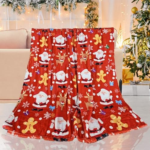 LLTTEER Coperta natalizia, morbida e calda coperta invernale in pile Sherpa, coperta in peluche, coperta per bambini e adulti, coperta regalo (Natale B, 150 x 200 cm)