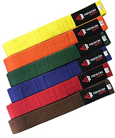URBANSBEE Cintura per Taekwondo Professionale Karate - Cinture per Arti Marziali, Karate Judo Cinture, Cintura Budo, Sport da Combattimento qualità Premium (1 / 220cm, Giallo)