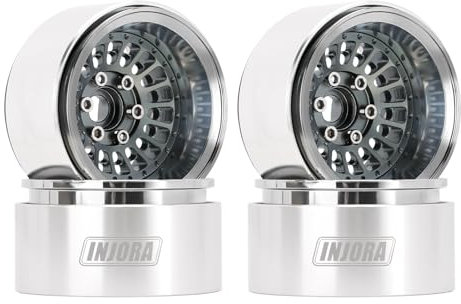 INJORA 1.9 Beadlock Felge Aluminium Offset -10mm Rad für 1/10 RC Crawler SCX10 Pro TRX4 VS4-10 Gen8,Grau