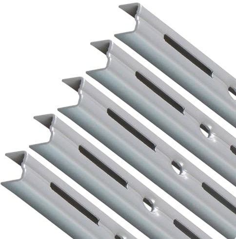 PRIOstahl Wandschienen für Regalträger - 5 x Schienen | 1-reihig | Länge: 500 mm | Silber | Wandhalterung zur flexiblen Montage von Regalsystemen Regalhalter Regalbodenträger Wandregal aus Stahl