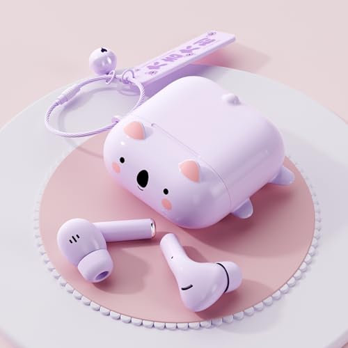 Ttbesmi Cute Kids Pink True Wireless Earbuds Girls Ear Buds for Kids for School Earphones with Case for iPhone Android Kawaii Headphones Kid Bluetooht Earbuds for Small Ear Canals Women