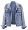 DBFBDTU Damen-Jeansjacke mit Umlegekragen, Nieten, lässiger kurzer Jeansmantel, kurzer Stil, Oberbekleidung, blau, 38