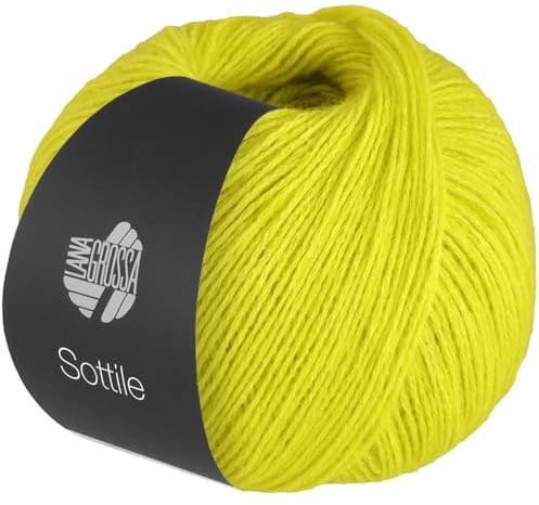LANA GROSSA Sottile | Zarte Netzgarnstruktur aus Baumwolle, gefüllt mit feinen Merinofasern | Handstrickgarn aus 85% Baumwolle & 15% Schurwolle (Merino) | 50g Stricken & Häkeln | 250m Garn FB12
