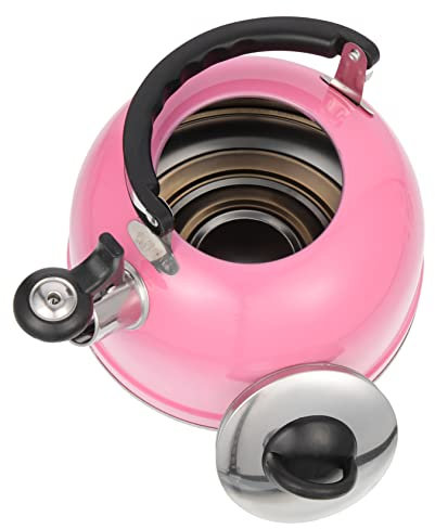MAGICLULU Tetera Zumbando Estufa De Metal Tetera Estufa De Gas Hervidor De Agua Hirviendo Olla De Calentamiento Olla De Agua Caliente Té Rosa Acero Inoxidable Bebidas Inducción