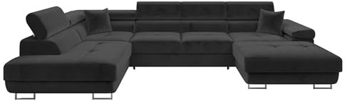 Mirjan24 Ecksofa Torezio Bis mit Bettkasten, Einstellbare Kopfstützen, Sofa mit Schlaffunktion, Eckcouch für Wohnzimmer, Polsterecke, U-Form Couch mit Bettfunktion (Manila 18, Seite: Links)