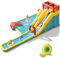 LIFEZEAL Castillo Hinchable acuático para niños, Parque Inflable con Doble tobogán, casa Infantil de Rebote con Pared de Escalada, Pistola de Agua, Anillos de natación para 3-10 años (con soplador)