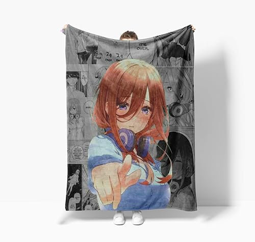 Jilijia Nakano Miku Anime-Decke, japanische Anime-Protagonisten-Kollektion, Decke, 3D-Druck, Cartoon-Fleece-Überwurf, weich, gemütlich, flauschig, warm, Überwurf für Nickerchen