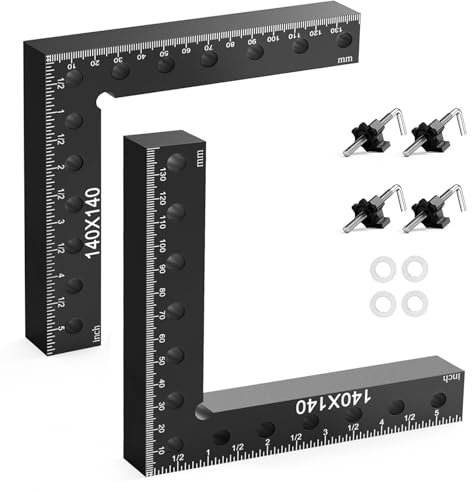 Housolution Cuadrados de Posicionamiento de 90 Grados, Ángulo Recto Tipo L 14x14cm Aleación de Aluminio, Abrazaderas de Esquina, Herramienta de Carpintería para Cajas Armarios, 2 Piezas - Negro