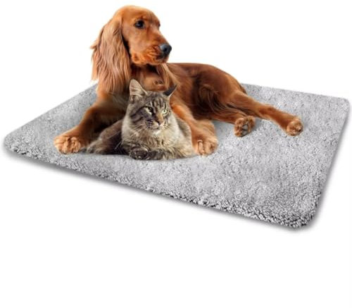 NWK Self Heating Pet Pad, Heated Cat Blanket, Thermal Dog Mat Cat Mat, Washable, Non-Slip Bottom for Sofa & Crate & Kennel & Car Seat (72cm X 115cm, Grey)