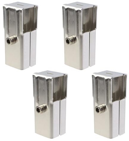 Woogim 4PCS 2 Way T-Joist Steel Tube Connector Stainless Steel T Fitting Square Tube Clamps for 30mm Square Tube Chain Fence Guardrail End Rails Clamps, Silver