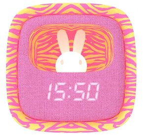 MOB – MOBILITY ON BOARD Réveil et Veilleuse pour Enfant Billy Clock Zèbre Rose - Face Avant Tissu - Programmation de la Date, de l'Heure et de 3 Alarmes (Rose)