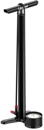 LEZYNE CNC Floor Drive 3.5 Bicycle Floor Pump with 3.5 Analog Gauge - CNC Machined Aluminum High Pressure 220PSI Tire Air Pump for Road/Track Bikes - ABS-1 Pro Chuck for Presta/Schrader - Satin Black