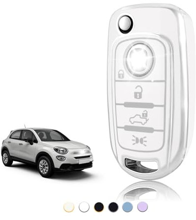 TOOMUME Cover Chiave TPU, Custodia Chiave Adatto per Fiat 500X 500L 500 Tipo Egea Toro Cronos Mirror Lounge Punto Jeep Renegade Dodge Neon, Copri Chiavi Guscio Chiave Auto Telecomando - Flip Key