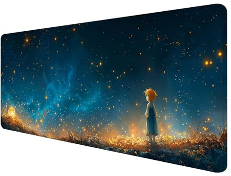 Mauspad XXL, 900x400mm Gaming Mauspad Blau, XXL Mousepad Groß mit rutschfeste Gummibasis, Mauspad Nachthimmel Wasserdicht & rutschfest, Großer Erweiterter Schreibtischunterlage für Home Office T-9