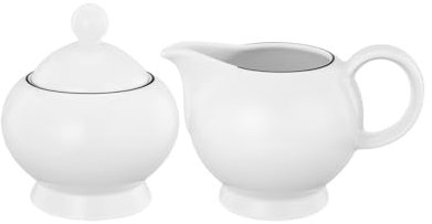 Seltmann Weiden Lido Black Line Milch- & Zucker-Set 2-teilig, Milchkännchen (230 ml) und Zuckerdose (250 ml) mit schwarzem Rand, Porzellan, Weiß