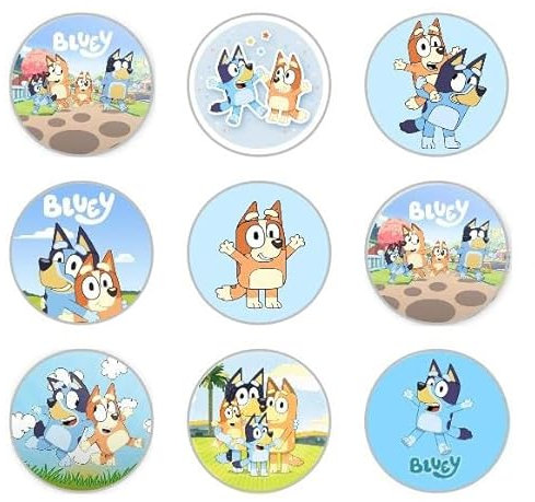 24 x Blue Dog edible rice wafer paper cupcake toppers cake decorations birthday celebrations