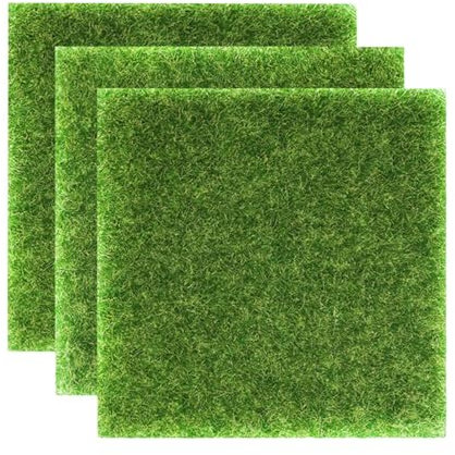 MagiDeal Grass Rugs Fake Grass Turf Patch Kit Green for Pets Patio Wall Decor Lightweight Accessory Versatile, 30x30cm 3Pcs