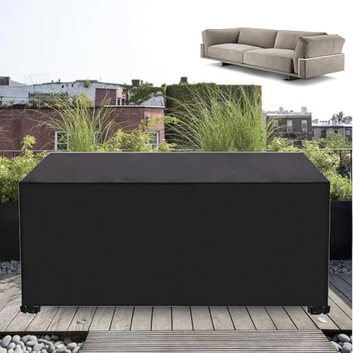 Bache Salon de Jardin Exterieur Impermeable 260x150x100cm/LxWxH Housse de Protection Salon de Jardin, 600D Oxford Housse de Table de Jardin avec Boucle Coupe Vent, Résistance Anti-UV, Noir