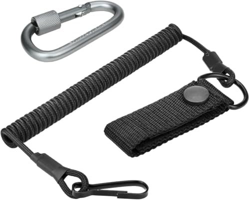 HENGBIRD Cordón táctico con mosquetón RSG soporte equipo de policía elástico cable en espiral Tactical Key Espiral Llavero Llavero Paracord para servicios de rescate, escalada, camping