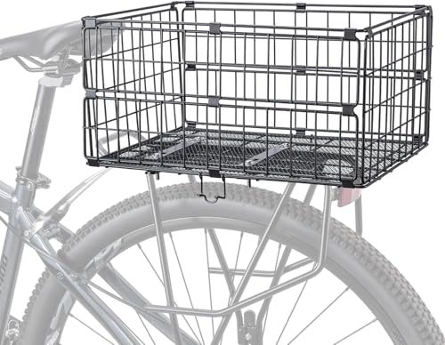 PINNAMAX Fahrradkorb aus Metall,Klappbar verstellbar, schwarz